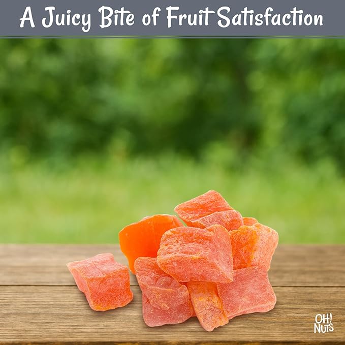 Oh! Nuts Dried Papaya Chunks - 2 lb - Dried Fruit Chunks - Less Sugar Added - Dehydrated Fruit
