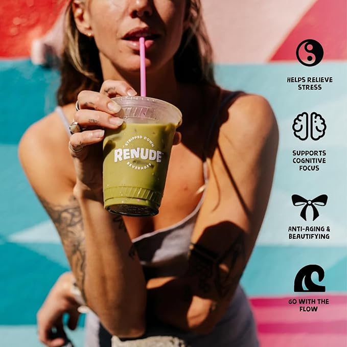 Renude Chaga Matcha - Chaga Mushroom Powder, Superfood Drink Mix with Adaptogens, Ceremonial Grade