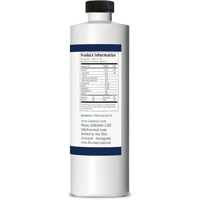 Zatural 100% Avocado Oil Pure Natural without Additives, Clean, Cold Pressed, Non-GMO, Vegan: For