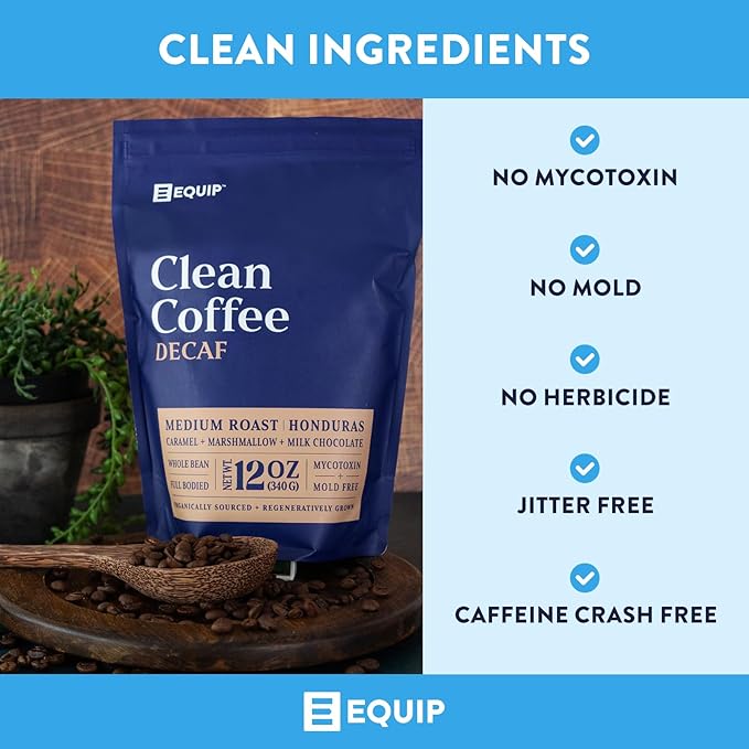 Equip Foods Decaf Clean Coffee | Gold Standard, Certified Organic, Fair Trade, Regenerative |