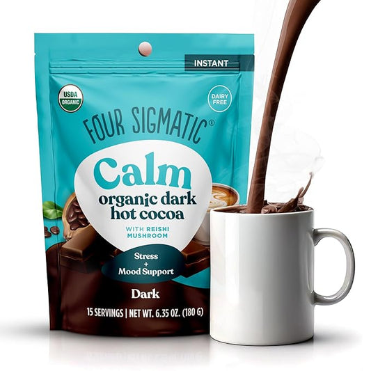 Four Sigmatic Calm Mushroom Cocoa Mix | Organic Dark Hot Cocoa Mix with Reishi Mushroom | Vegan