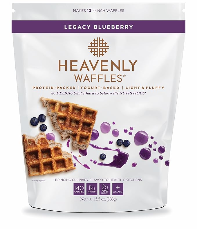 Heavenly Waffles짰 Mix, Legacy Blueberry, 11g Protein, Yogurt Based, Healthy and Nutritiously