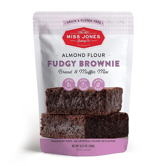 Miss Jones Baking Brownie Mix - Almond Flour, Gluten Free, Low Carb, No Sugar Added, Naturally