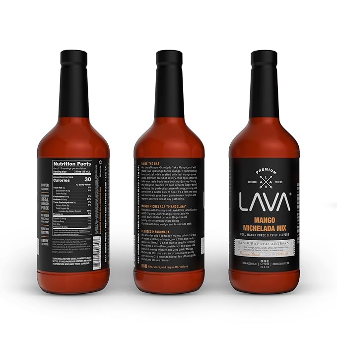 LAVA Premium Mango Michelada Mix Made With Real Mango Puree, Ancho Chile Peppers, New Mexico Chile