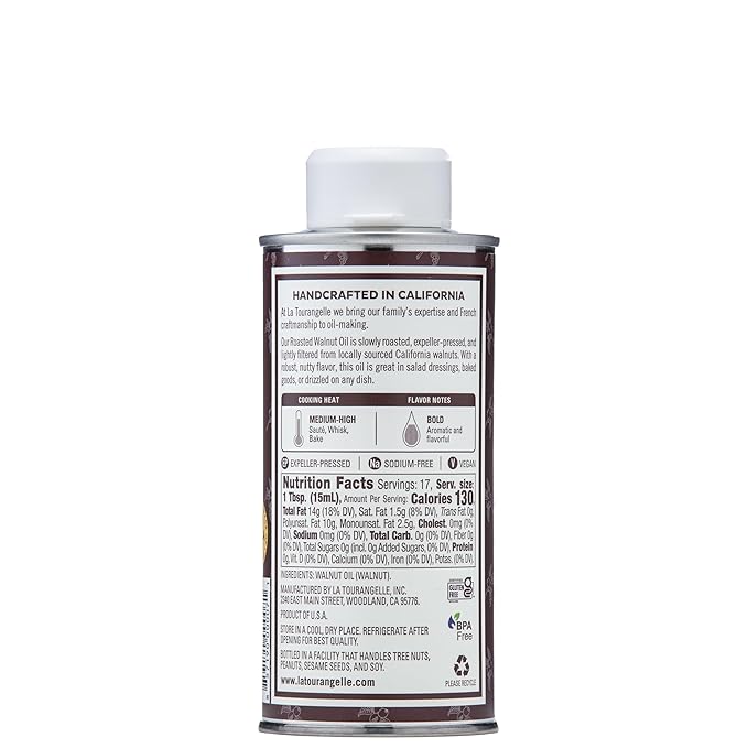 La Tourangelle, Roasted Walnut Oil, Plant-Based Source of Omega-3 Fatty Acid, Cooking, Baking, &