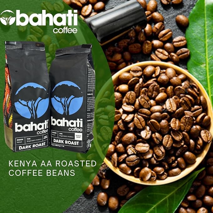 Kenya AA Grade Roasted Arabica Coffee Beans from Kenyan Highlands - 100% Pure Arabica Coffee