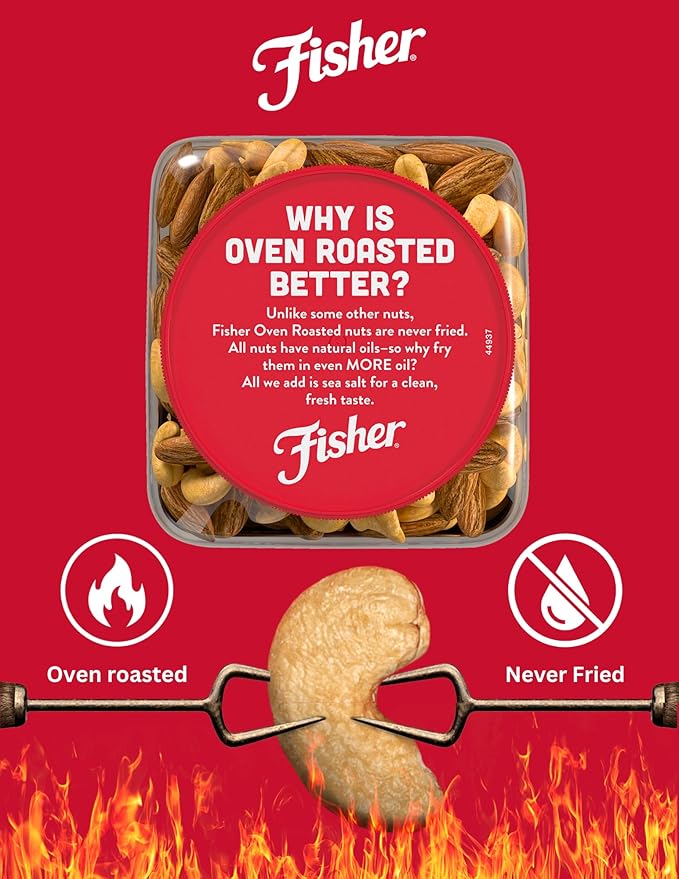 Fisher Oven Roasted Never Fried Almond & Cashew Blend, 24 Ounces (Pack of 1), Healthy Snacks for