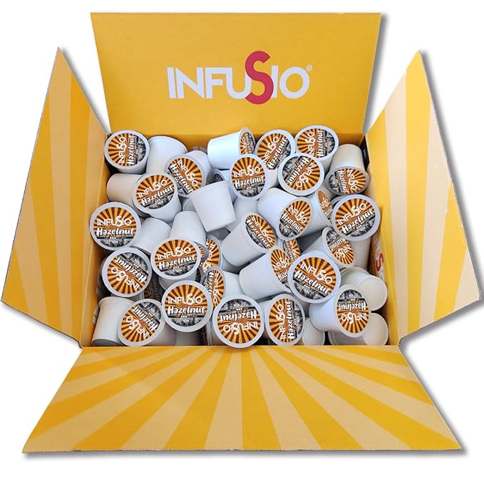 InfuSio Hazelnut Coffee Pods, Single Serve Coffee Pods for Keurig K Cups Brewers - Premium Roasted