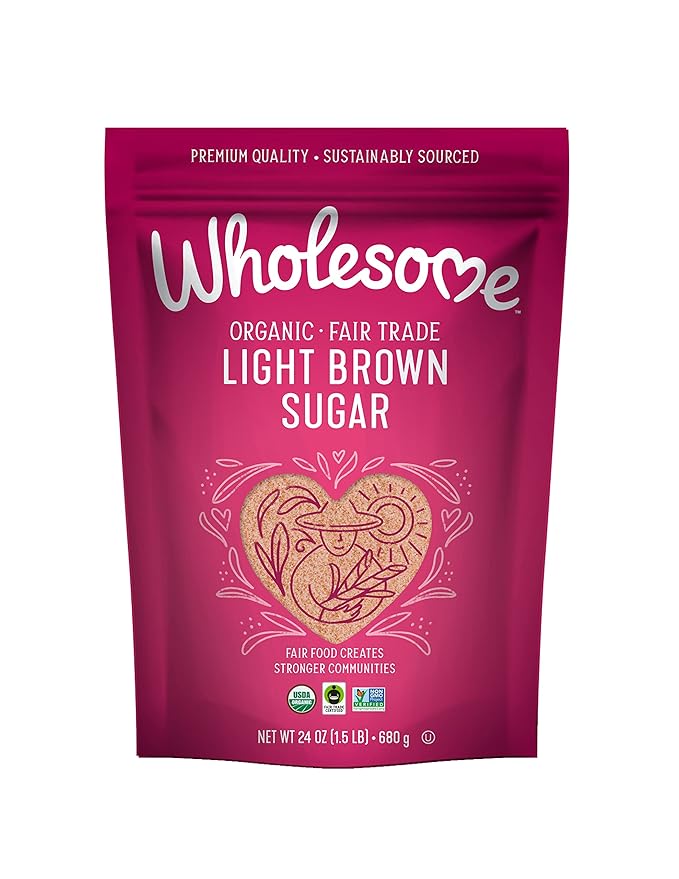 Wholesome Sweeteners 24-Ounce Organic Light Brown Sugar, Fair Trade, Non GMO, Gluten Free & Vegan
