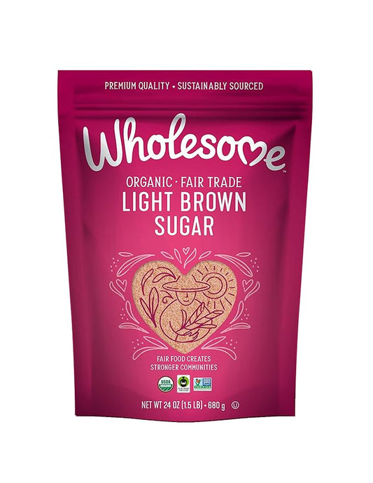Wholesome Sweeteners 24-Ounce Organic Light Brown Sugar, Fair Trade, Non GMO, Gluten Free & Vegan
