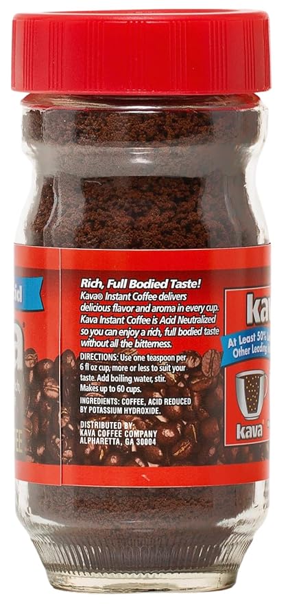 Kava Coffee Low Acid Neutralized Instant Coffee, 4 Ounce (Pack of 3)