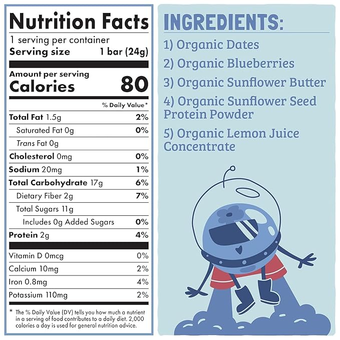 SKOUT Organic Blueberry Blast Real Kids Snack Bars (18 Pack) | Organic Kids Snack Bars |