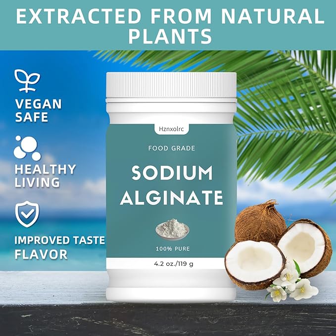 4.2 oz Sodium Alginate Powder Food Grade, Pure Sodium Alginate Powder Perfect for Making Luxurious