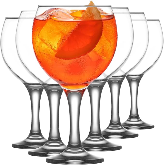 LAV Gin and Tonic, Aperol Spritz Glass Set 6-Piece, Clear Balloon Wine Glasses for Red Wine and