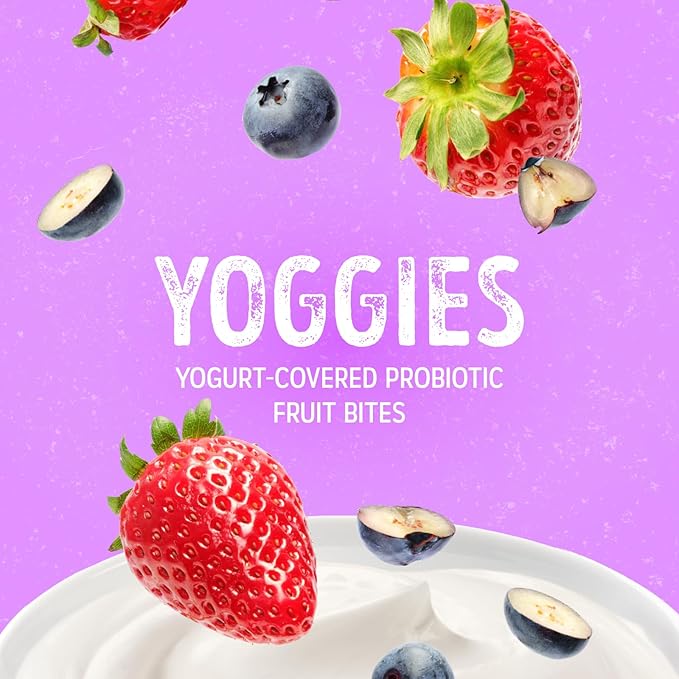 Nature's Garden Probiotic Mixed Berry Yoggies 12 x 0.7oz (Pack of 4) Yogurt Covered Fruit Snacks