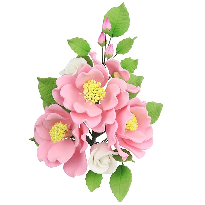 O'Creme Gumpaste Flower Spray, Dog Rose - Edible Flowers for Cake Decorating - Sugar Paste Flower
