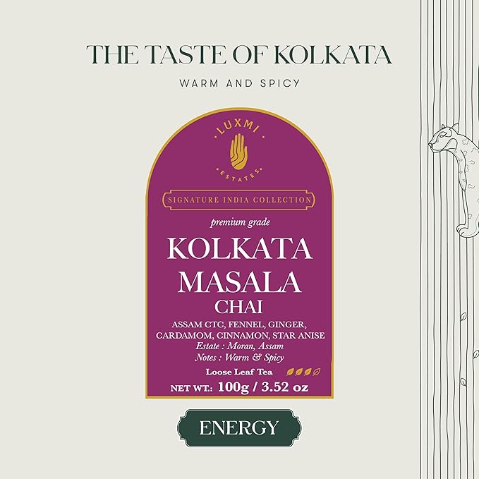 Luxmi Estates Kolkata Masala Chai | 100 gm | Signature India Collection | Assam CTC Tea | Black tea