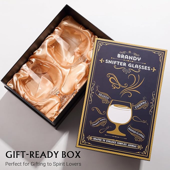 Physkoa 22 oz Large Brandy Snifter Glasses ??Set of 2 Gift Boxed Short Stem Giant Brandy & Cognac