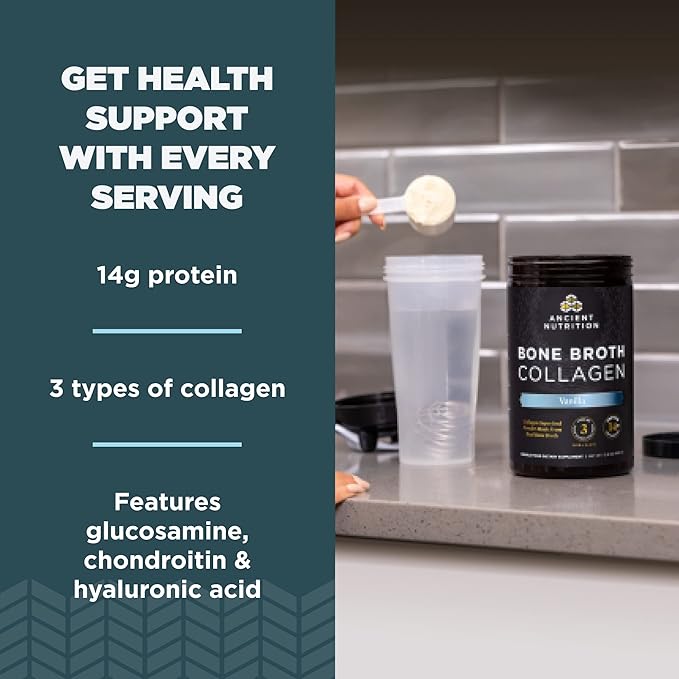 Ancient Nutrition Collagen Powder, Bone Broth Collagen, Vanilla, Hydrolyzed Multi Collagen