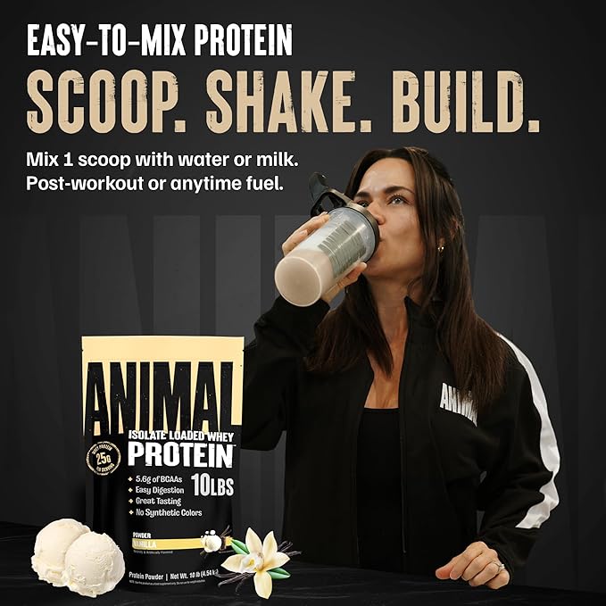 Animal Whey Isolate Protein Powder - Loaded for Pre & Post Workout Muscle Builder and Recovery with