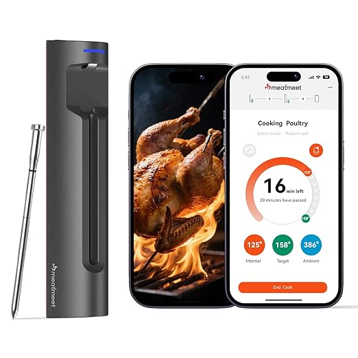 S Pro Bluetooth Wireless Meat Thermometer, 1080°F Heat, 6 Sensors, Enhanced Signal Base, EasySmart