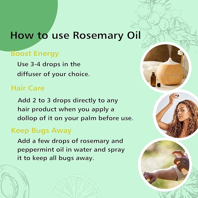 Rosemary Essential Oil, 30ml - Pure, Undiluted Rosemary Oil for Aromatherapy