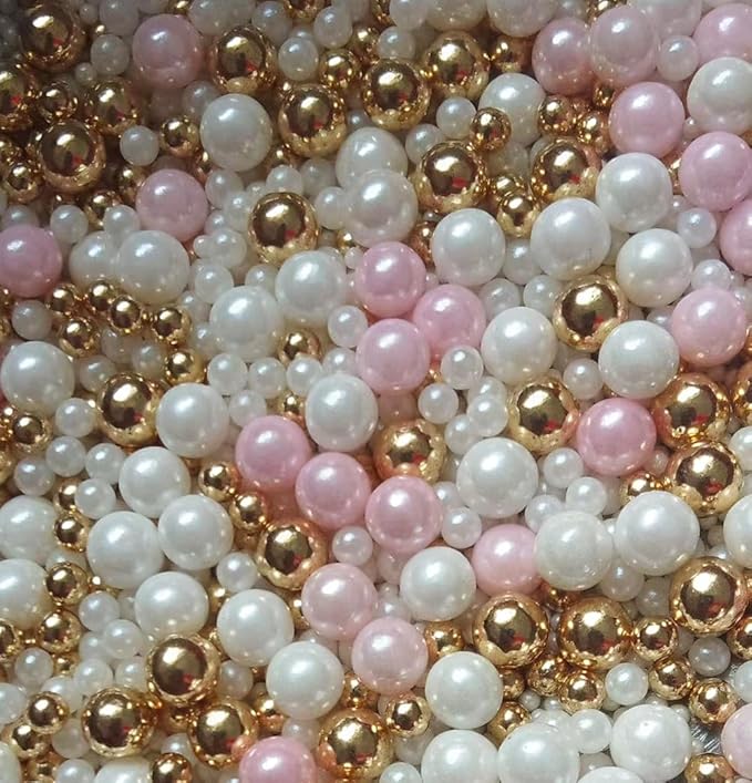 Gold dragees sprinkles Gold Sprinkles for Cake Decorating, White Pink Pearl Sugar Cupcake, Cookies