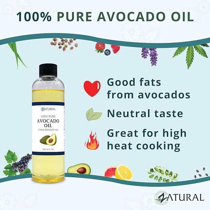 Zatural 100% Avocado Oil Pure Natural Without Additives, Clean, Cold Pressed, Non-GMO, Vegan: for