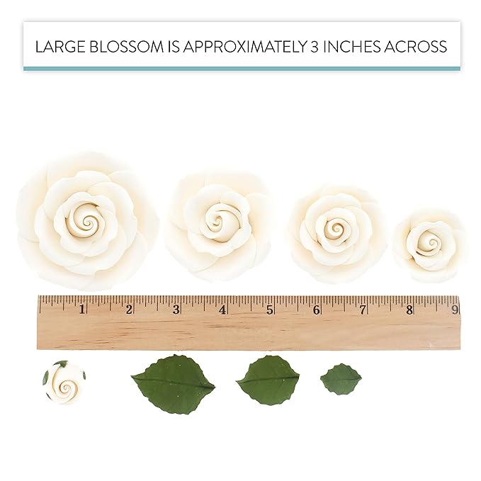 Global Sugar Art Exquisite Edble Rose & Leaf Sugar Cake Flowers Tray White, Unwired by Chef Alan
