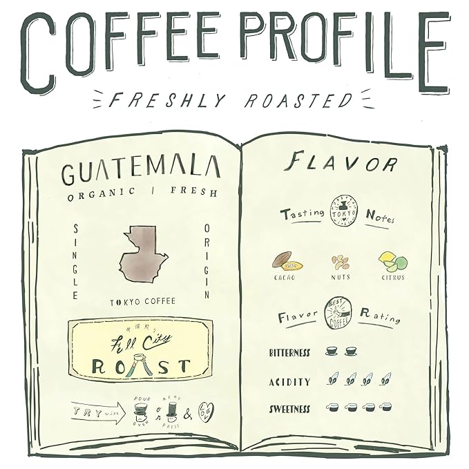 TOKYO COFFEE Organic Guatemala Whole Coffee Beans, 24oz Bag, Medium-Dark Roast, Single Origin