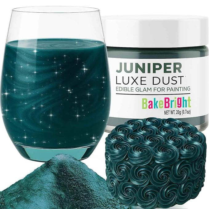 Bulk (20g) Green Luster Dust Edible Glitter for Cocktails, Premium Edible Metallic Dark Green
