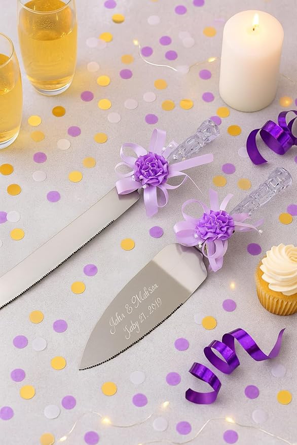 GIFTS INFINITY Personalized Wedding Cake Knife and Server Set Free Engraving - Valentine's