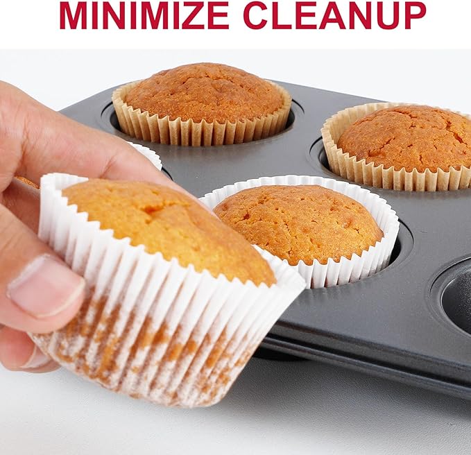 [300Pcs] Caperci Standard White Cupcake Liners for Baking - Odorless Greaseproof Paper Muffin