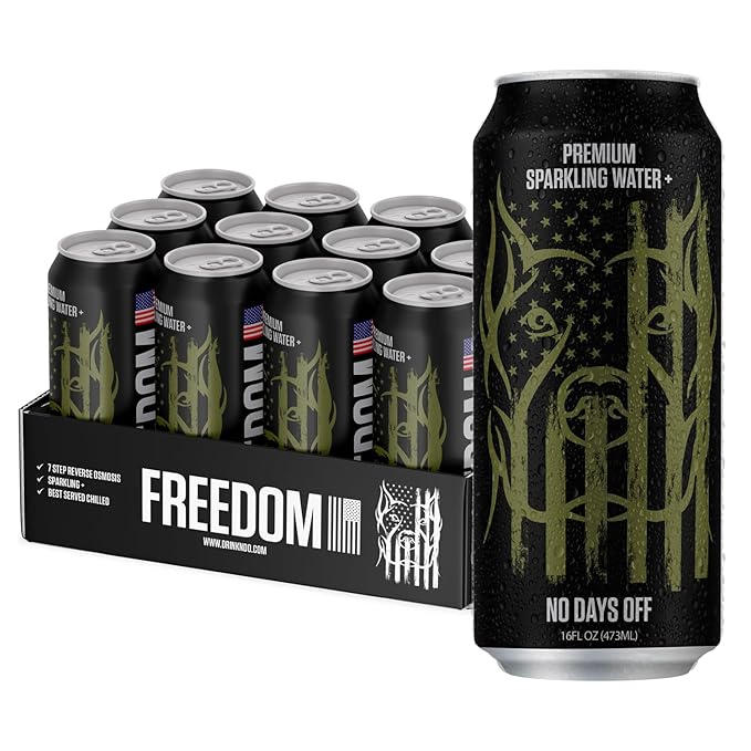 NO DAYS OFF Premium Water+ | Limited FREEDOM Edition (16oz Sparkling (Pack of 12))