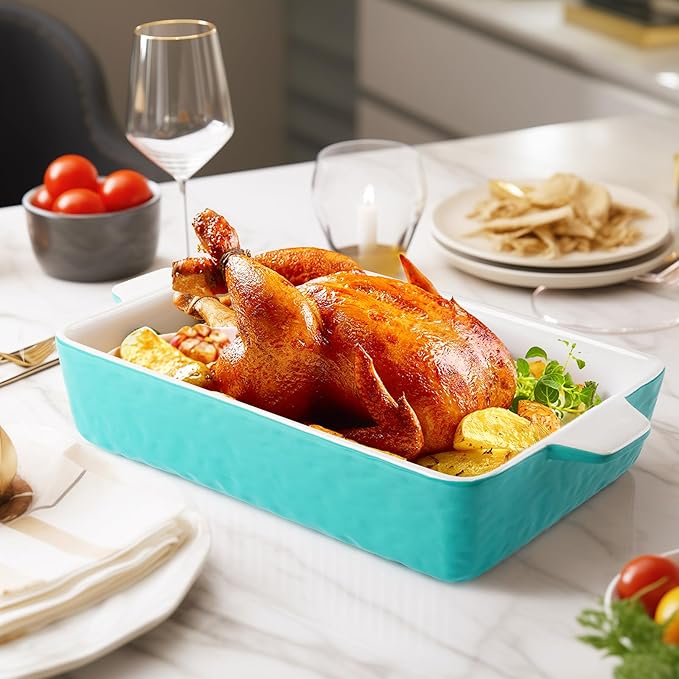 4 QT Baking Dish, Casserole Dishes for Oven, 9x13 Baking Pan with Handles, Lasagna Pan Deep