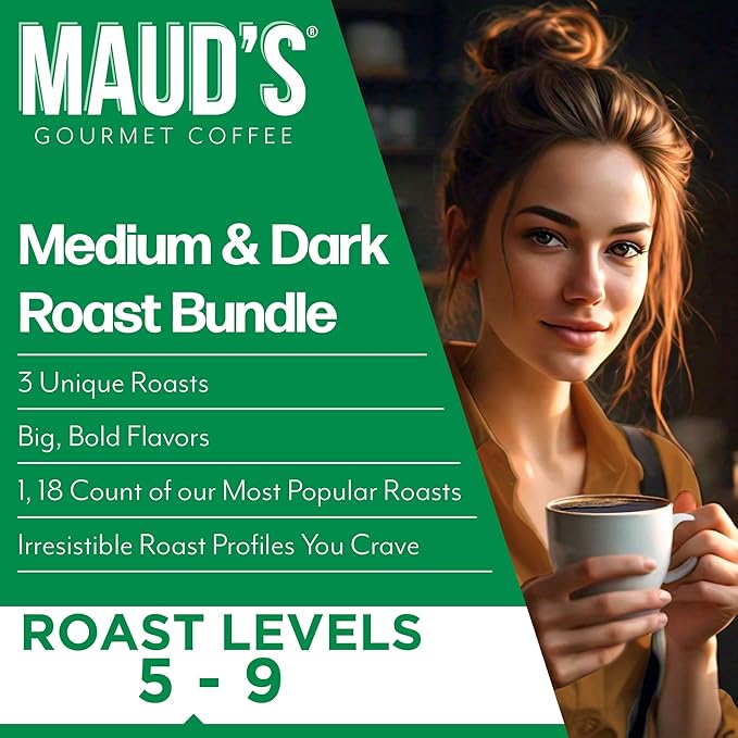 Maud's Dark Roast, Medium Roast & French Roast Coffee Pods Bundle, 54 ct, Recyclable Single Serve