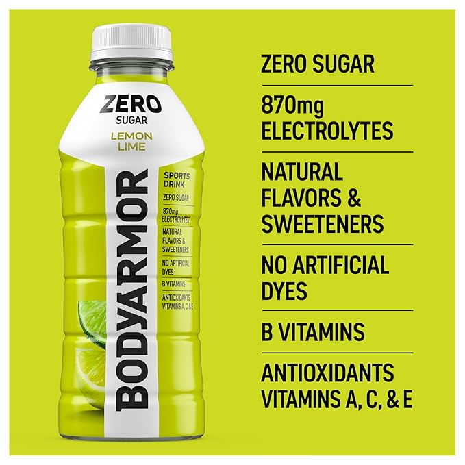 BODYARMOR ZERO Sugar Lemon Lime, Sugar Free Sports Drink - Low-Calorie Hydration - Natural Flavors