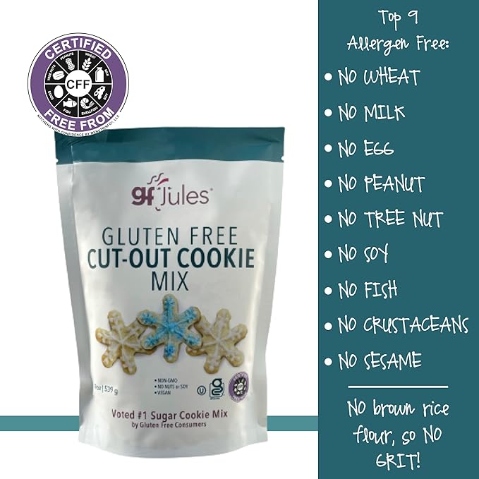 gfJules Certified Gluten Free Cut Out Cookie Baking Mix | Tollhouse Style | Bars or Cookies | No