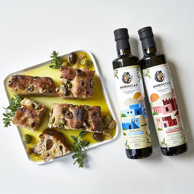MOROCCAN OLIVE GROVE - Bold & Dynamic - Premium Desert Extra Virgin Cold Extracted Olive Oil, 100%