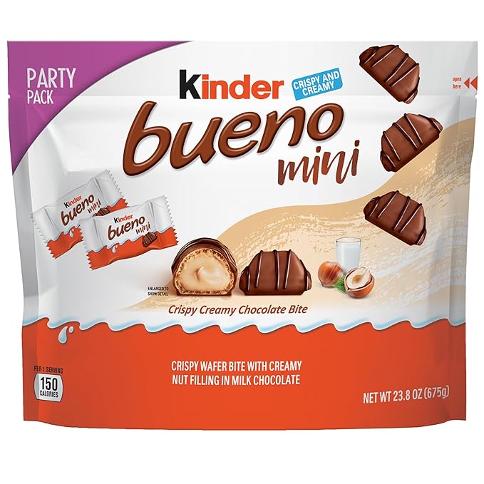 Kinder Bueno Mini, 125 Count Party Pack, Milk Chocolate and Hazelnut Cream, Individually Wrapped