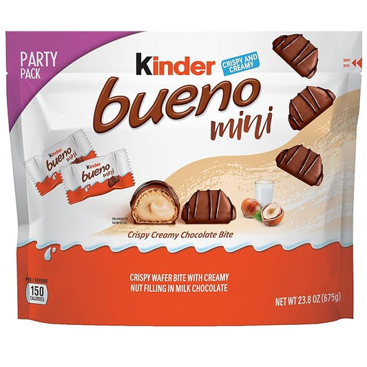 Kinder Bueno Mini, 125 Count Party Pack, Milk Chocolate and Hazelnut Cream, Individually Wrapped