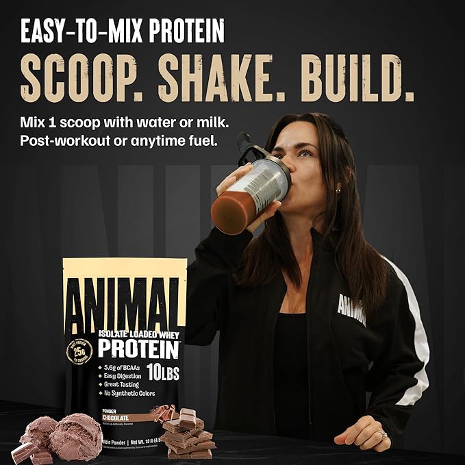 Animal Whey Isolate Protein Powder - Loaded for Pre & Post Workout Muscle Builder and Recovery with