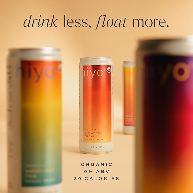 Hiyo Organic Social Tonic ??Variety Pack, 12 Pack - N.A. Functional Seltzer, Sparkling Water