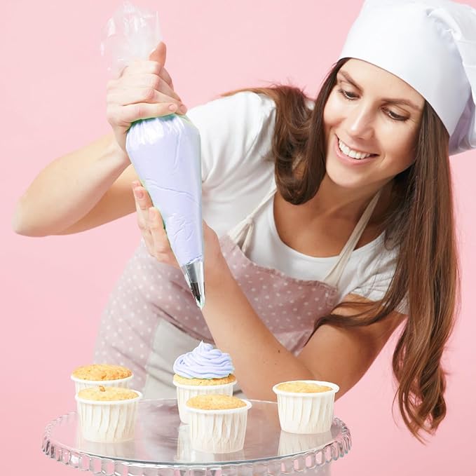 Riccle Piping Bags and Tips Set, 11.8 Inch 100 Anti Burst Piping Bags, 124 Pcs Cake Decorating Kit