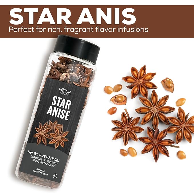 Fresh Finest Whole Star Anise 5.29oz - Premium Quality Star Anise Whole - All-Natural, Non-GMO