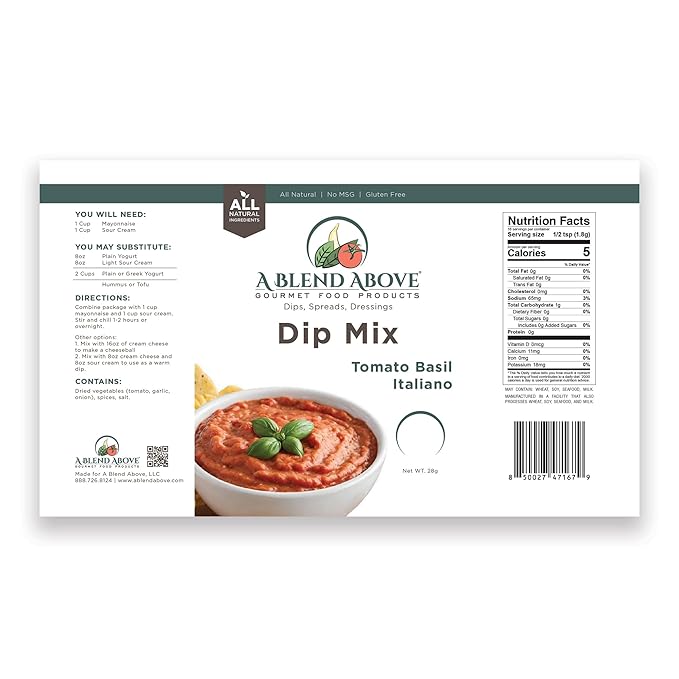 A Blend Above Tomato Basil Italiano Dip Mix, 1 oz, (3 Pack)