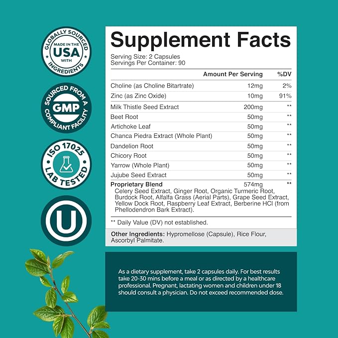 Liver Cleanse Detox & Repair 180 Capsules - Herbal Liver Support Milk Thistle Supplement