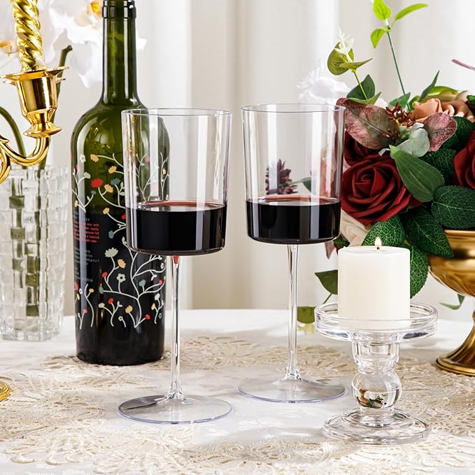 Ciaell 12 Pack Clear Plastic Wine Glasses - 14Oz Plastic Wine Glasses with Stem - Disposable