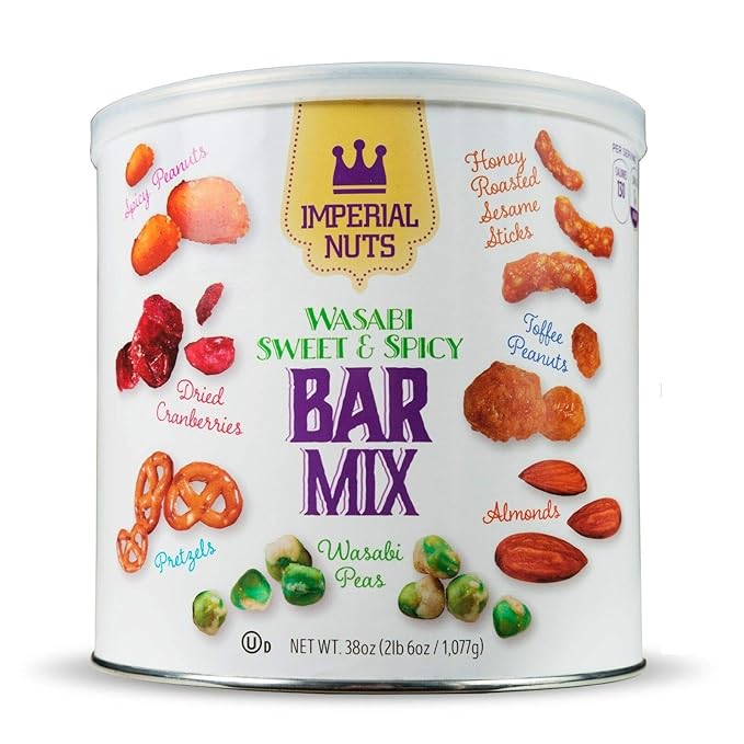Imperial Mixed Nuts Bar Mix - Tasty Nut Snack for Any Occasion - Wasabi Peas, Almonds, Pretzels