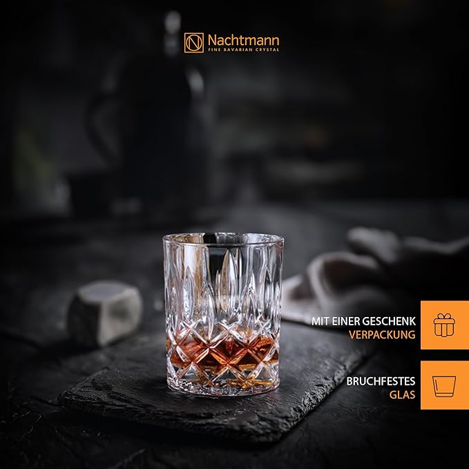 Nachtmann Noblesse 3-Piece Crystal Whiskey Set - 25oz Decanter with Stopper & 10.4oz Tumblers